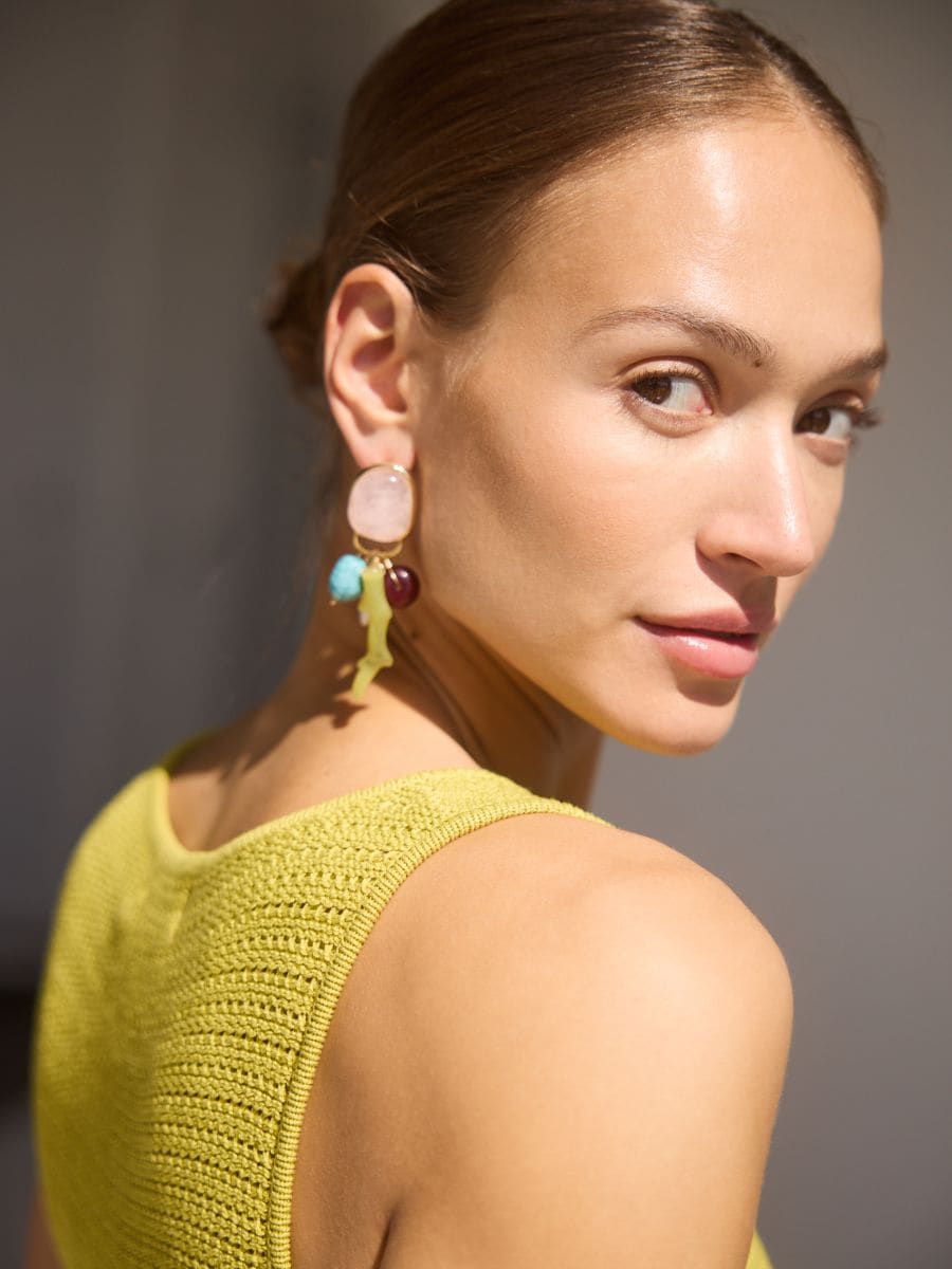 Drop earrings with decorative stones - multicolor - RESERVED - 4