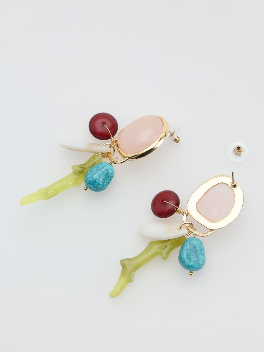 Drop earrings with decorative stones - multicolor - RESERVED - 2