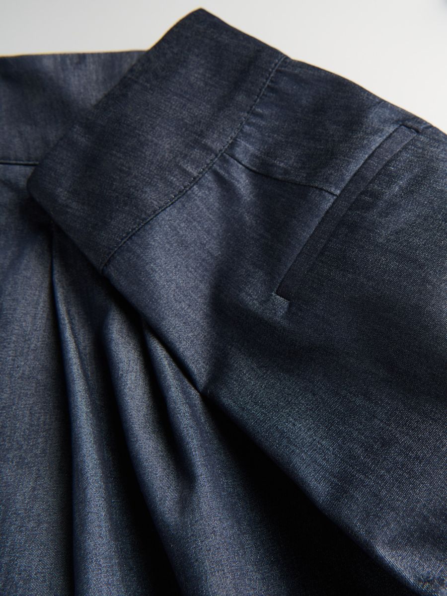 Plisirane pantalone sa širokim pojasom - mornarsko - RESERVED - 6