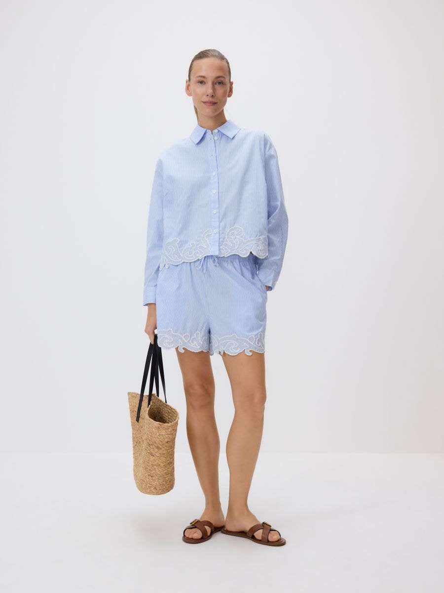 Overhemd met geborduurde versiering - BLEEKBLAUW - RESERVED - 4