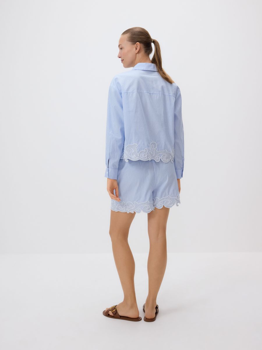 Overhemd met geborduurde versiering - BLEEKBLAUW - RESERVED - 7