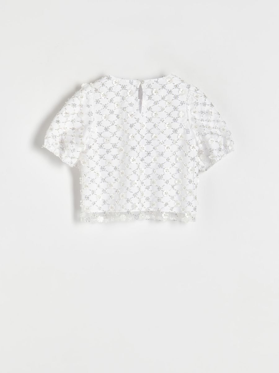 Blouse with sequin applique - cream - RESERVED - 2
