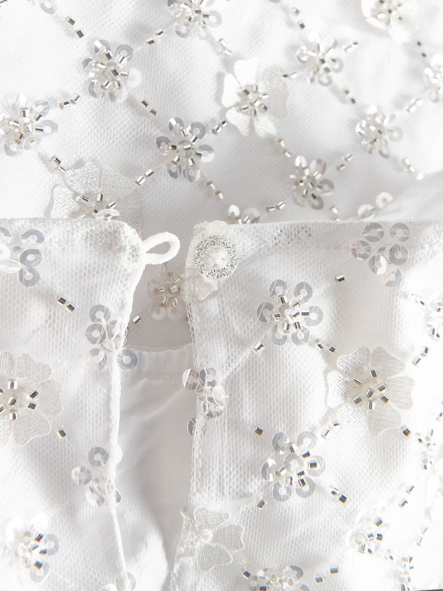 Blouse with sequin applique - cream - RESERVED - 6