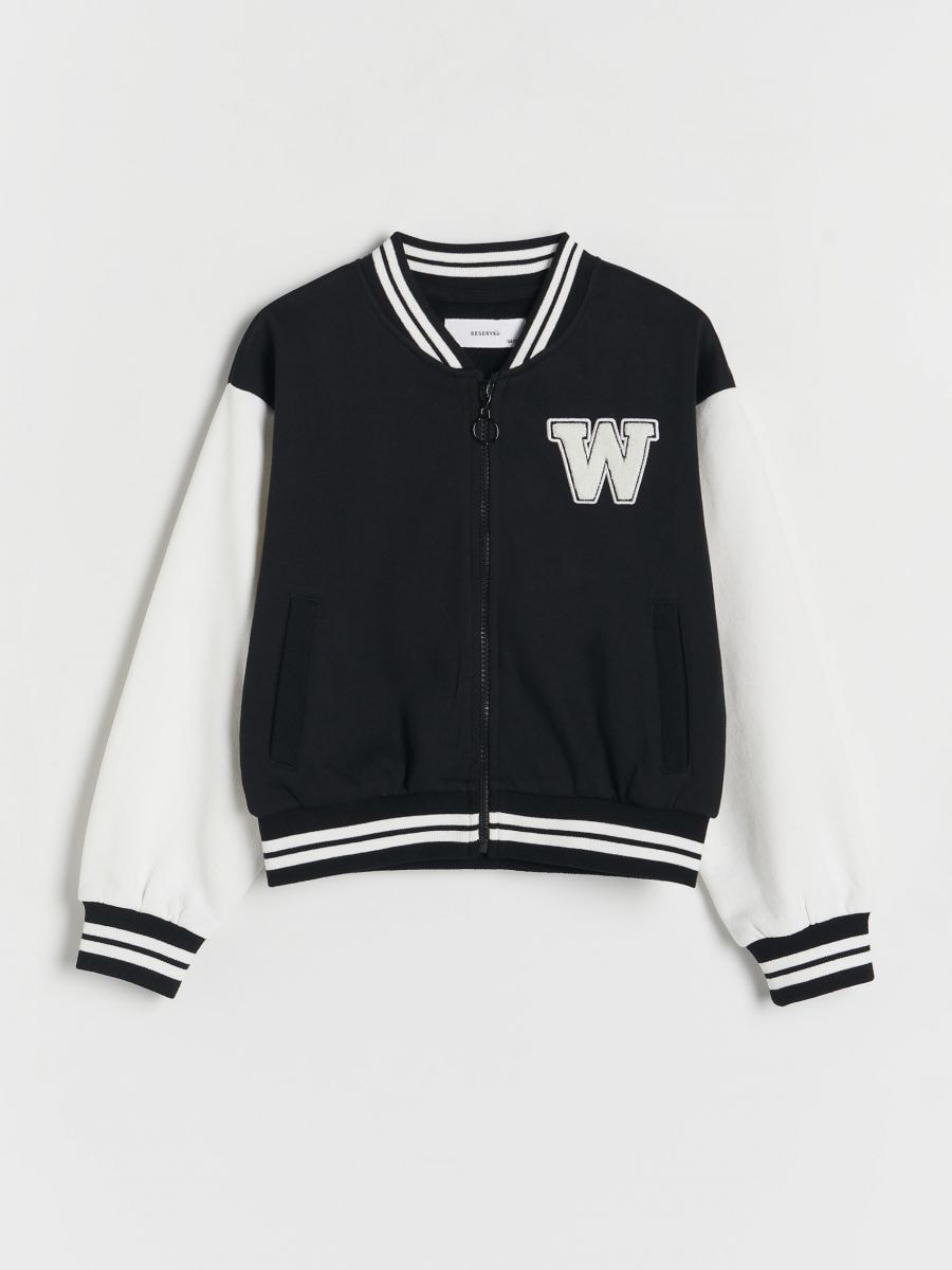 Bluza bomber z aplikacją - czarny - RESERVED