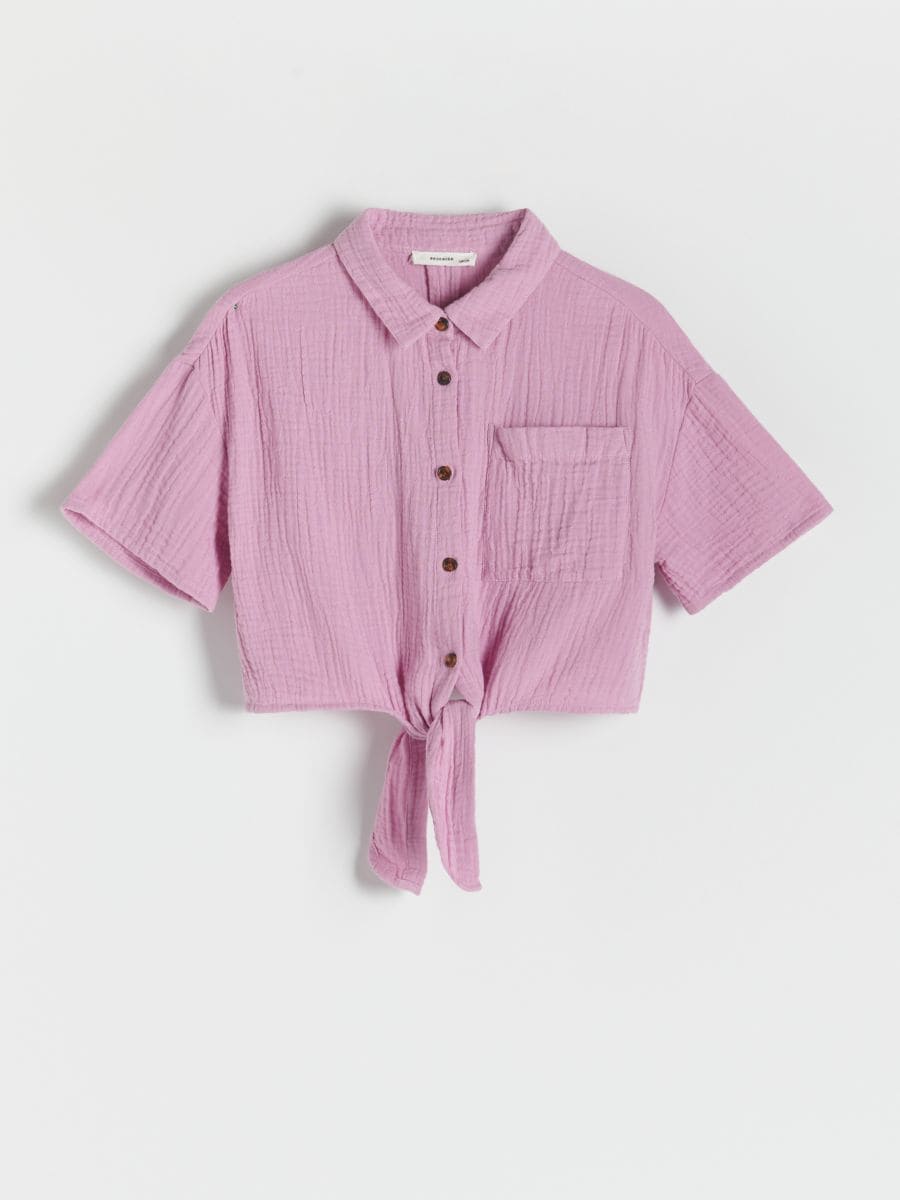 Muslin shirt with tie detail - orchid - RESERVED