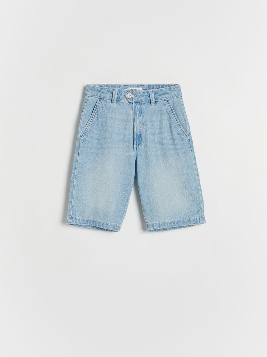 Pantalón wide leg corto - azul - RESERVED