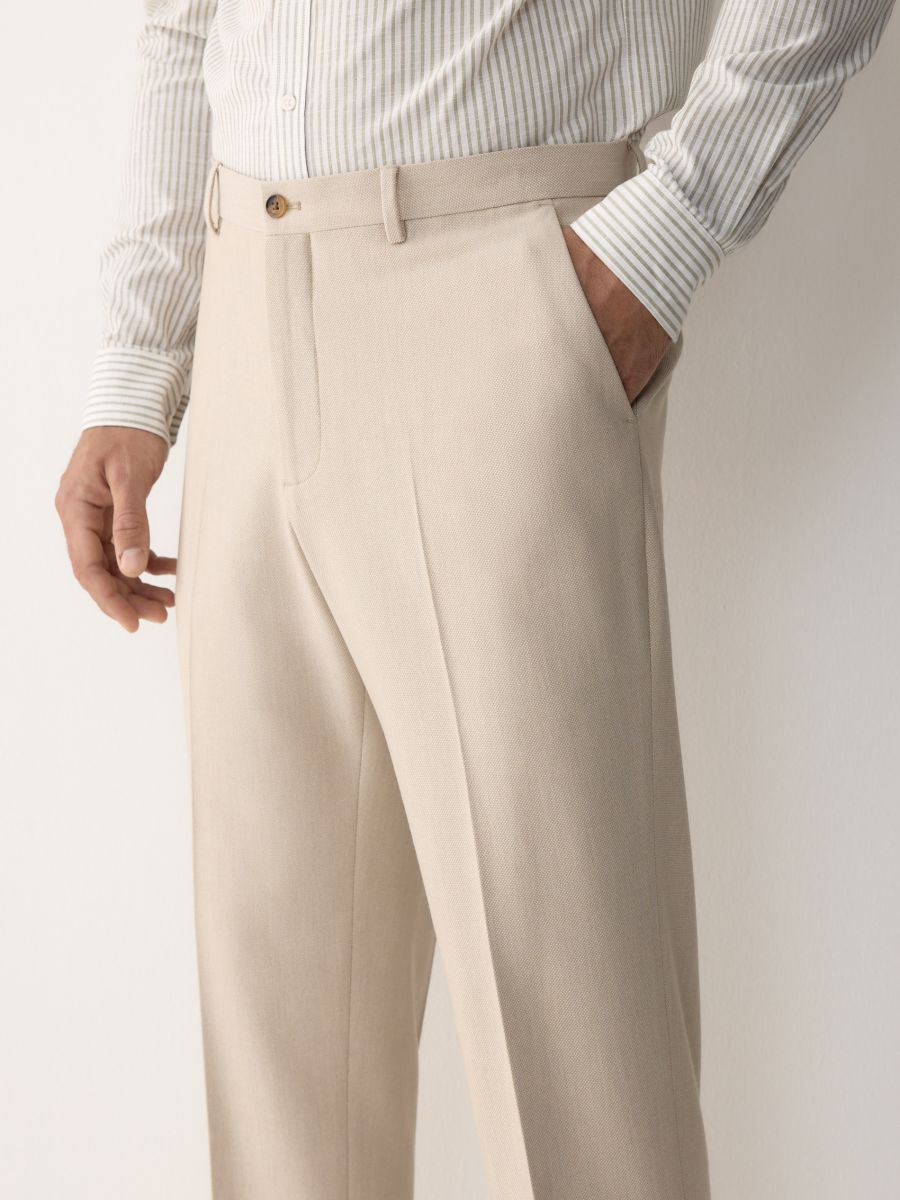 Suit trousers with viscose blend - beige - RESERVED - 3