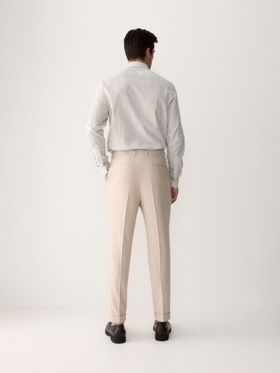 Suit trousers with viscose blend - beige - RESERVED - 5