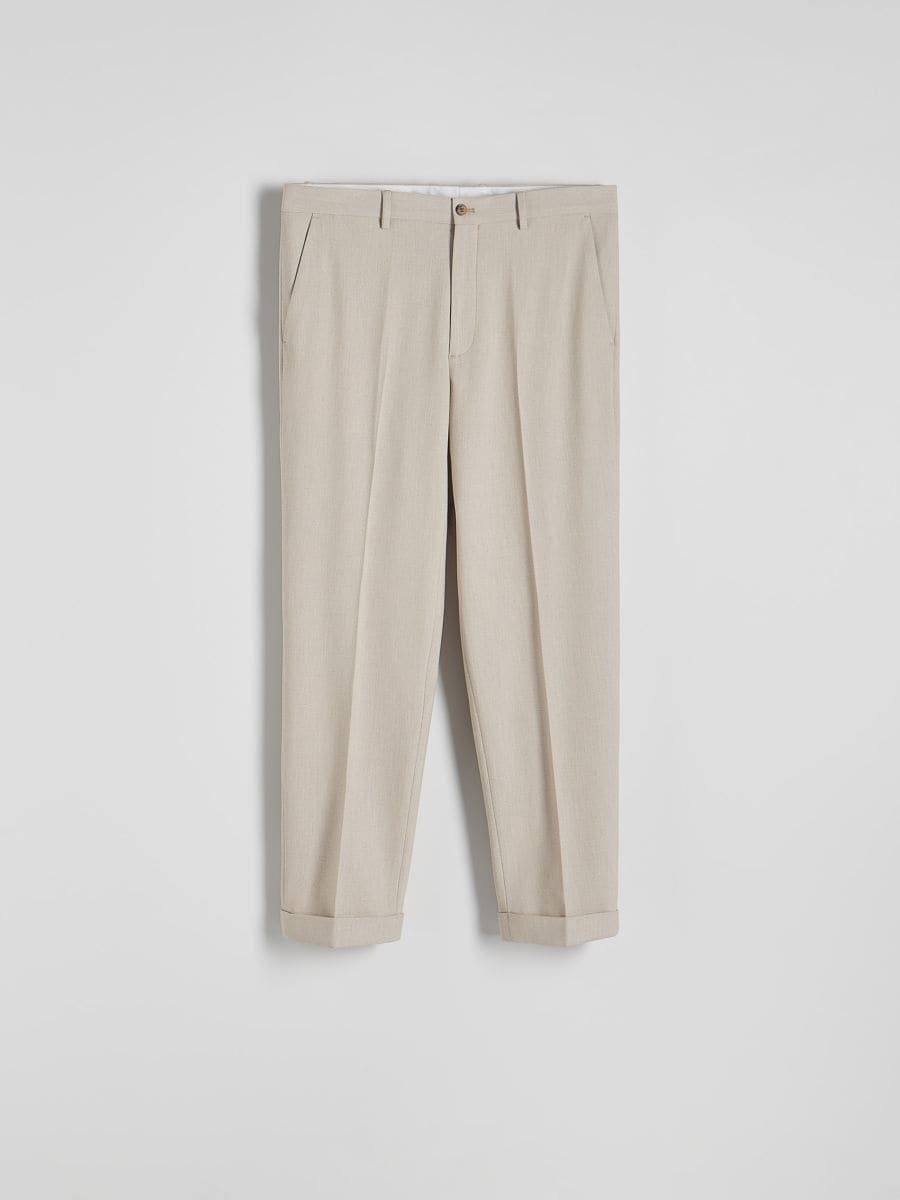 Suit trousers with viscose blend - beige - RESERVED - 6