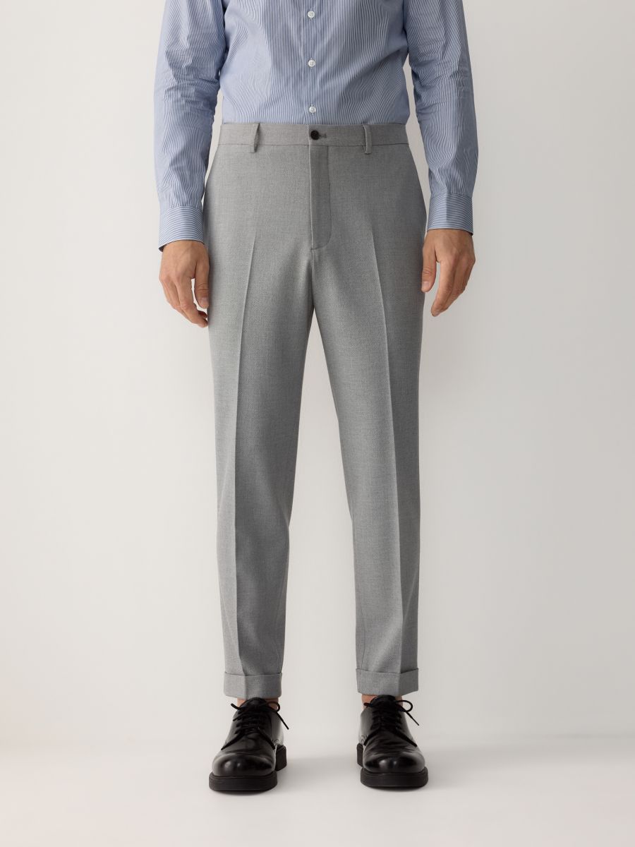 Suit trousers with viscose blend - light grey - RESERVED - 3