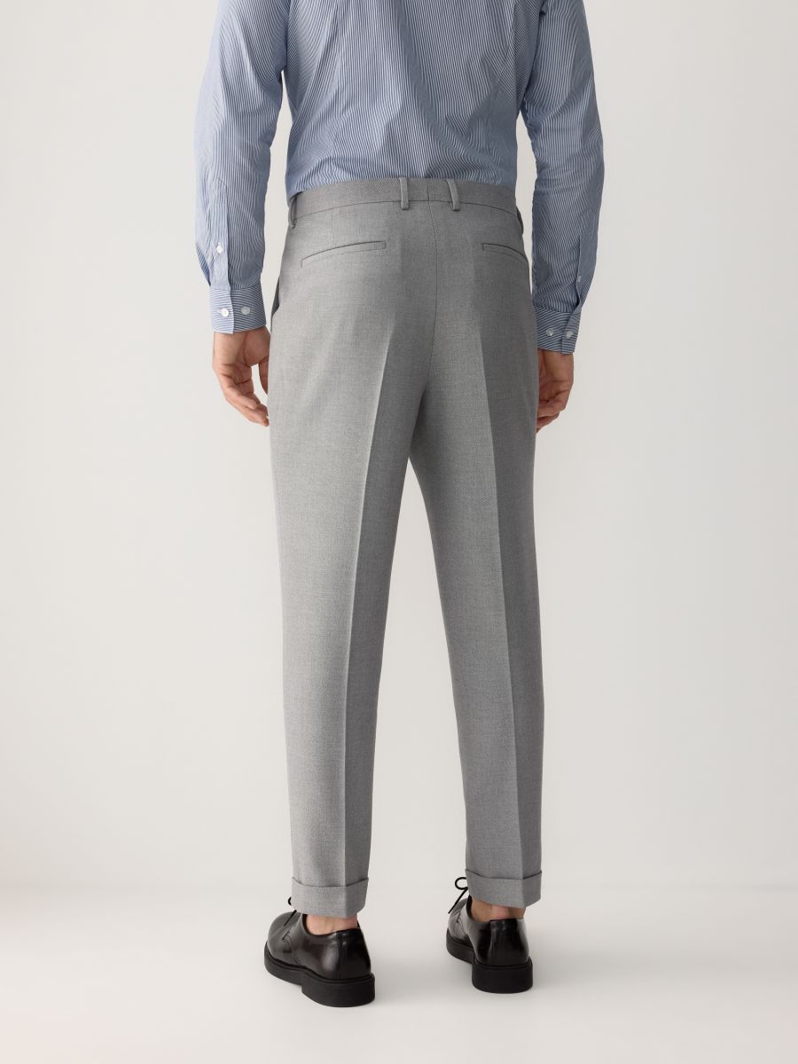 Suit trousers with viscose blend - light grey - RESERVED - 4