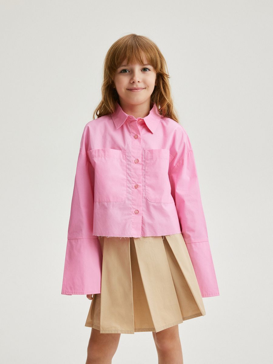 Kort bomuldsskjorte - lyserød - RESERVED