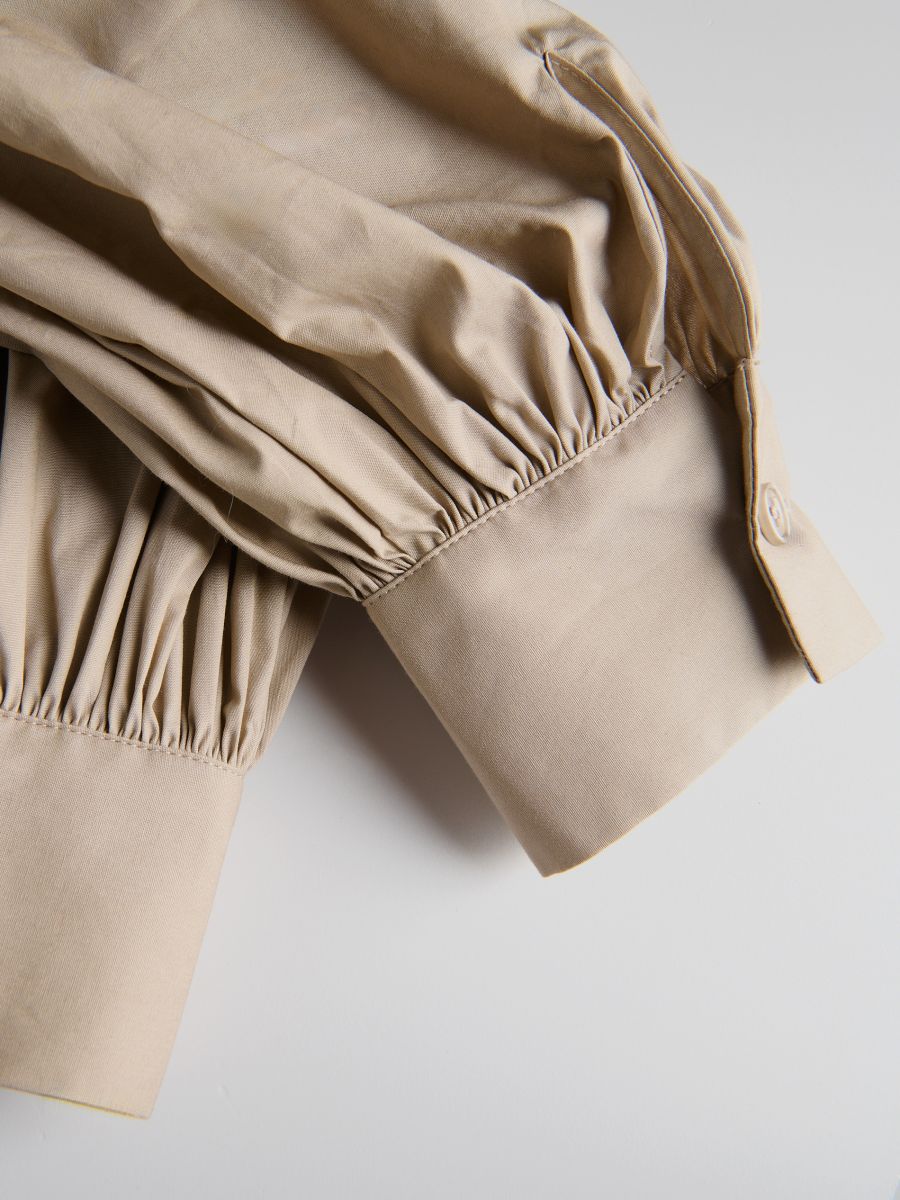 Baumwoll-Bluse mit Bindedetail - beige - RESERVED - 6