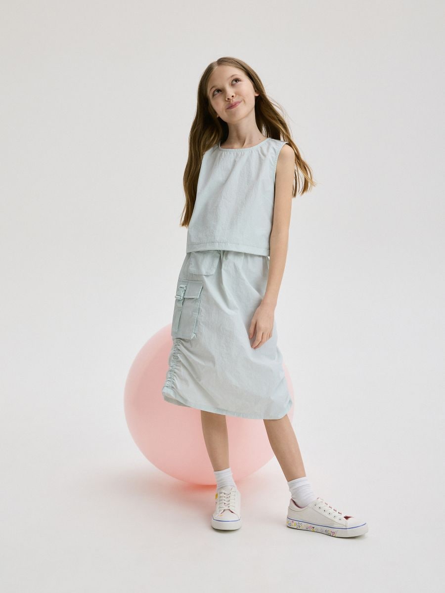 Blouse with elastic detail - light turquoise - RESERVED - 3