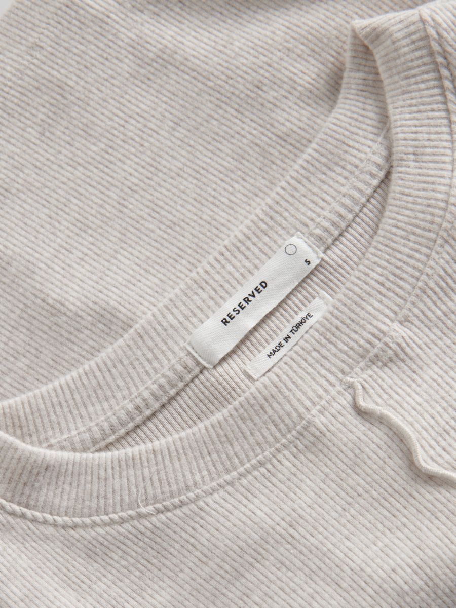 Long sleeve top with decorative stitching - nude - RESERVED - 5