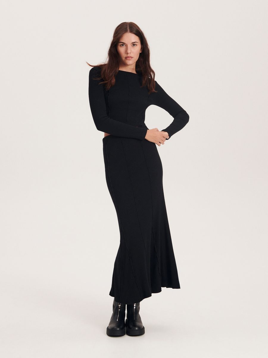 Long sleeve top with decorative stitching - black - RESERVED - 2