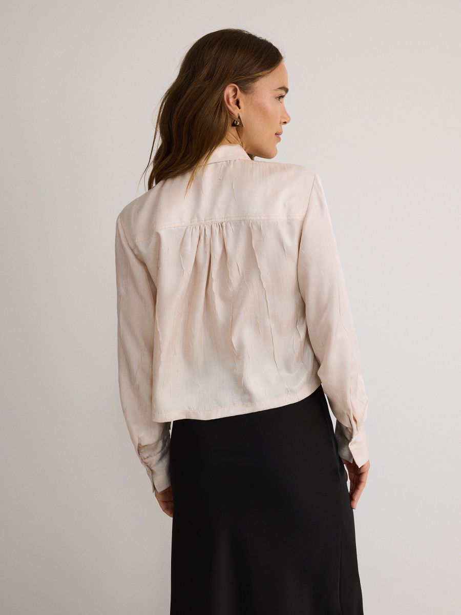 Hemdbluse mit Strukturmuster - beige - RESERVED - 4