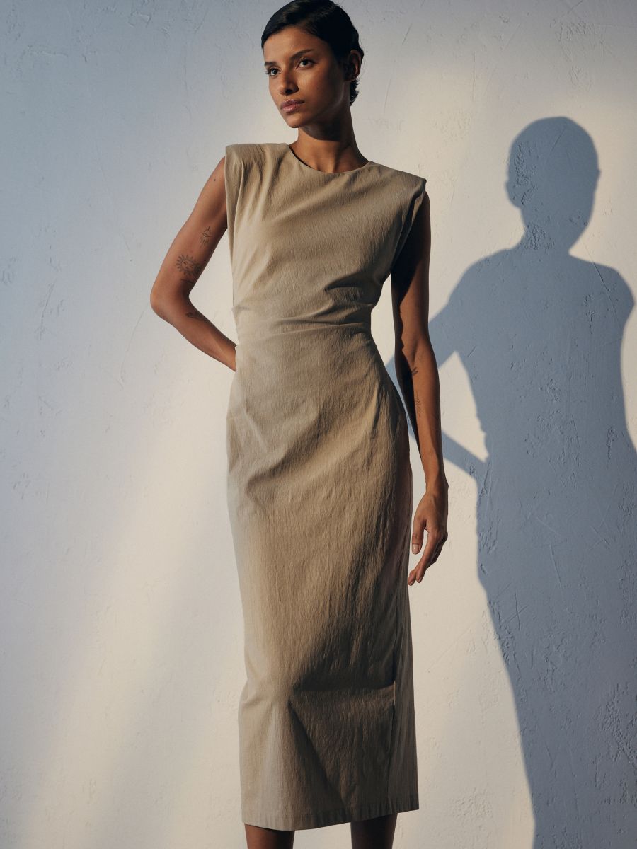 Dress with draping - beige - RESERVED - 3