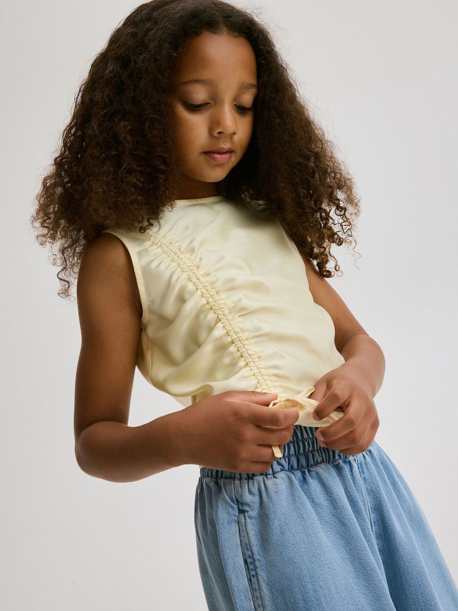 Bluse mit Falten - gelb - RESERVED - 2