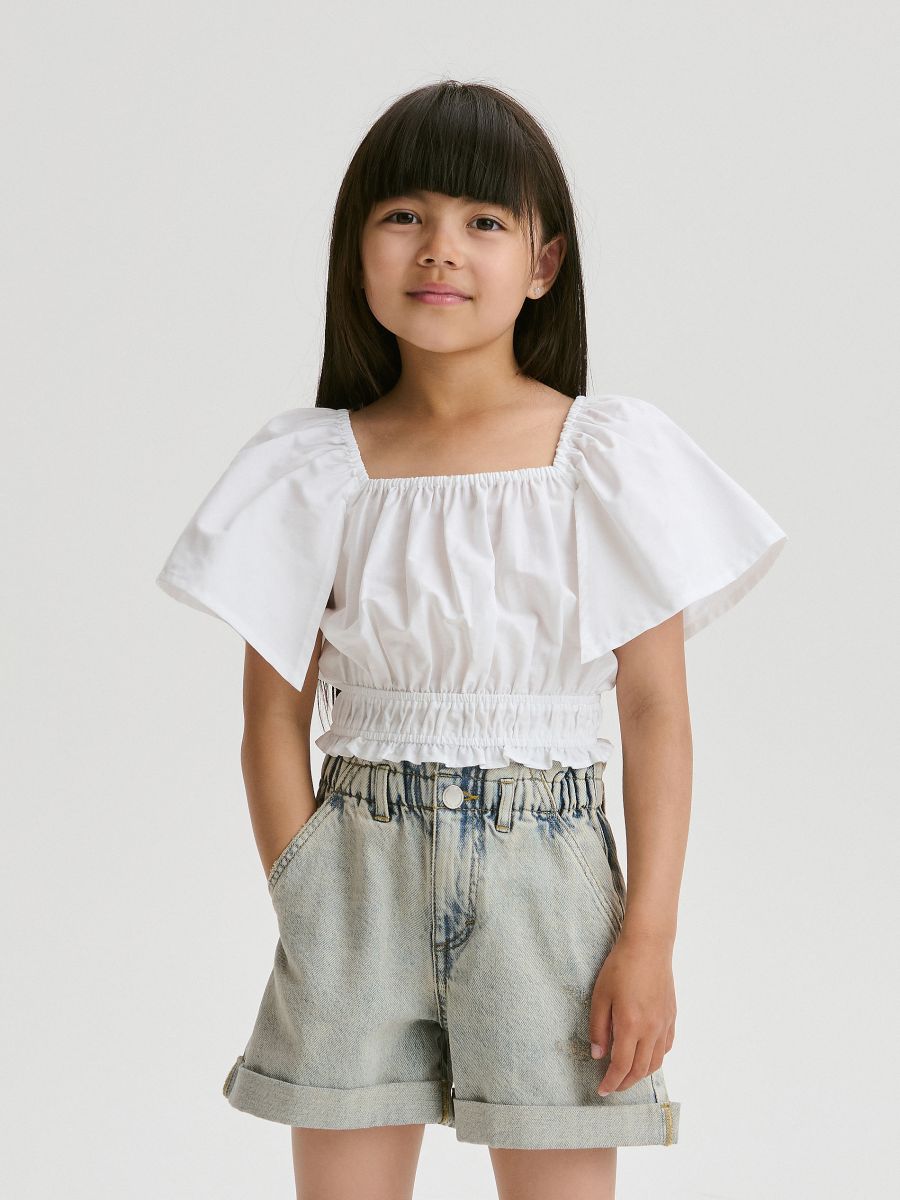 Plain blouse with puff sleeves - white - RESERVED - 2