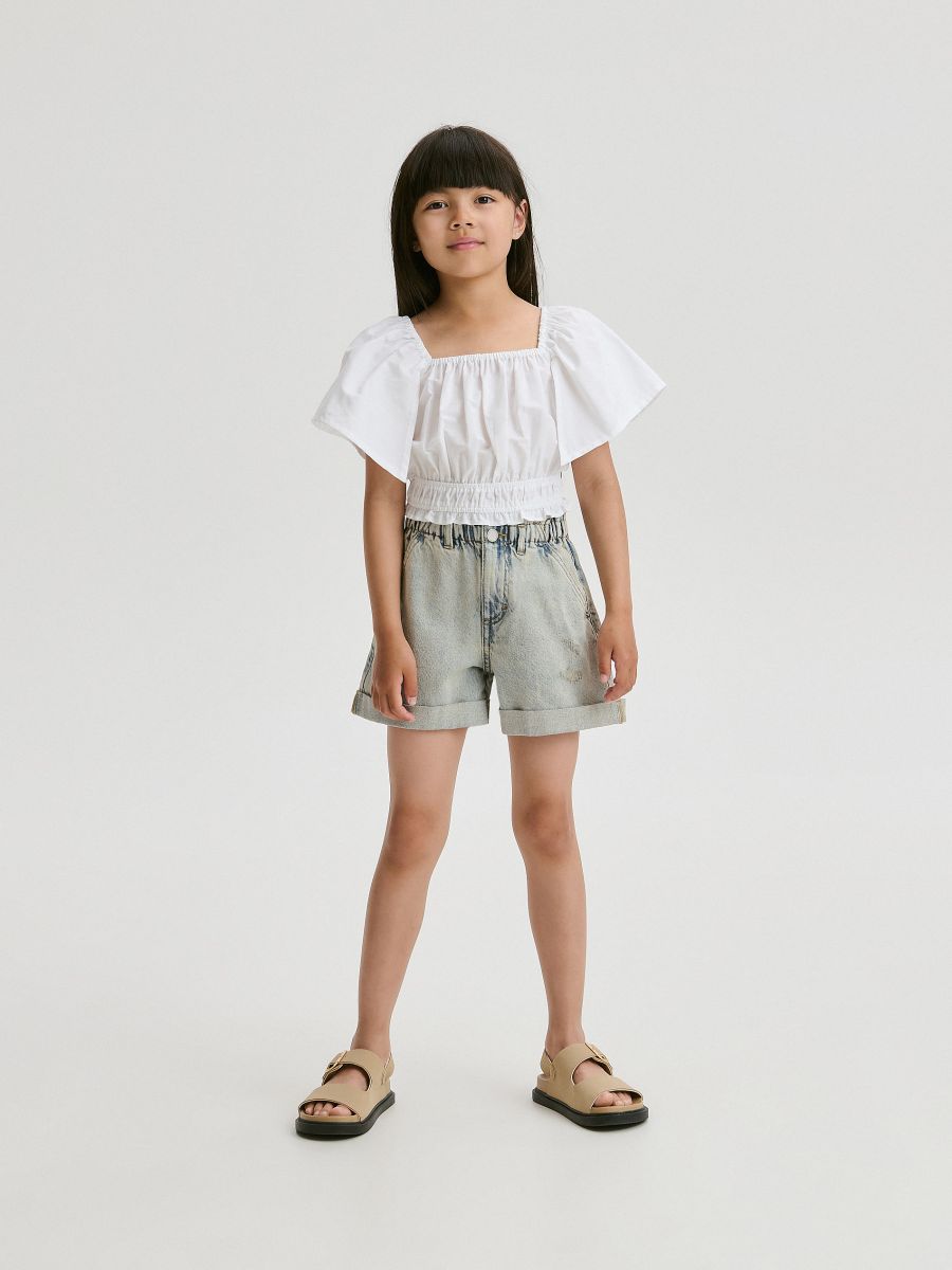 Plain blouse with puff sleeves - white - RESERVED - 5