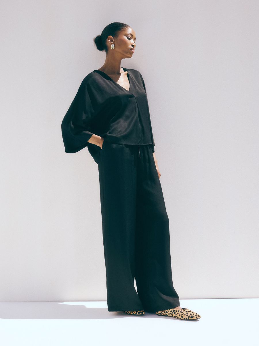 Viscose wrap front blouse - black - RESERVED - 5