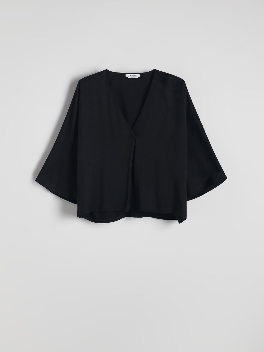 Viscose wrap front blouse - black - RESERVED - 6