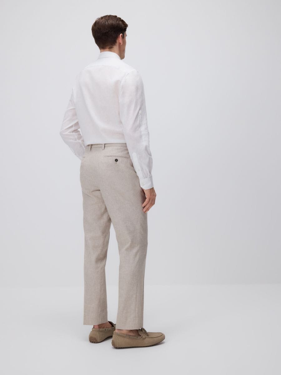 Regular linen rich trousers - beige - RESERVED - 4