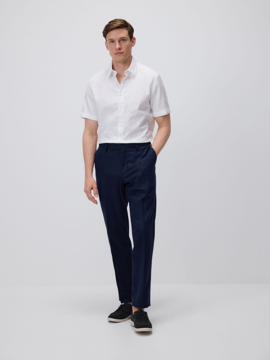Regular linen rich trousers - navy - RESERVED - 2