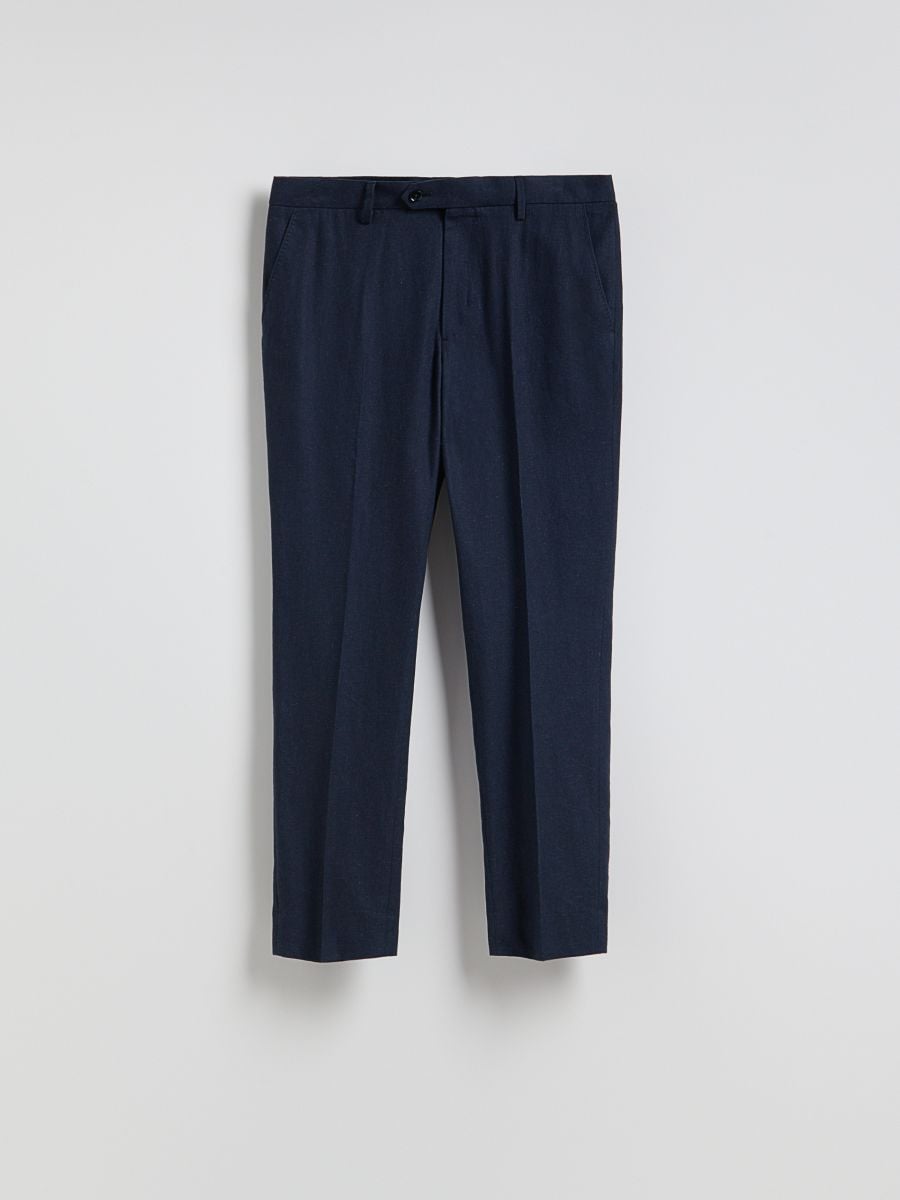 Regular linen rich trousers - navy - RESERVED - 4