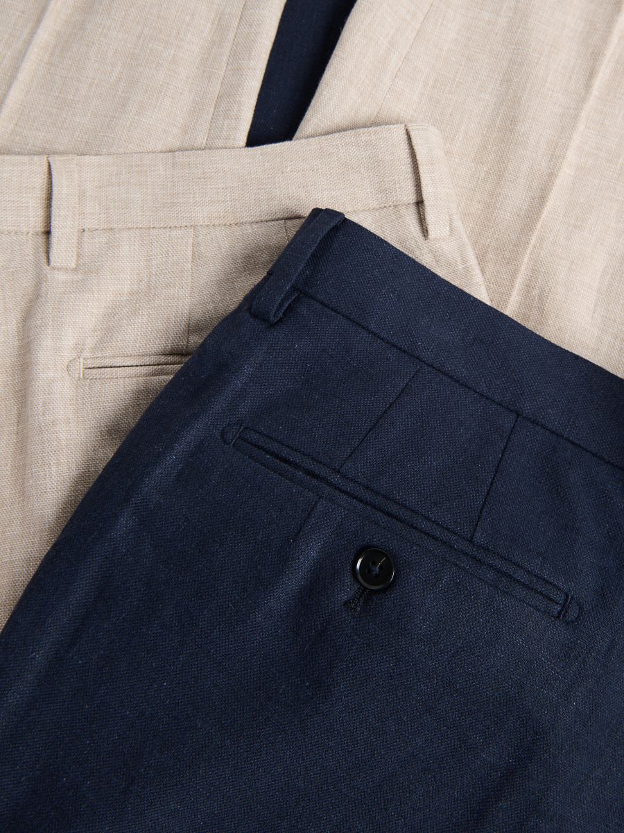 Regular linen rich trousers - navy - RESERVED - 5