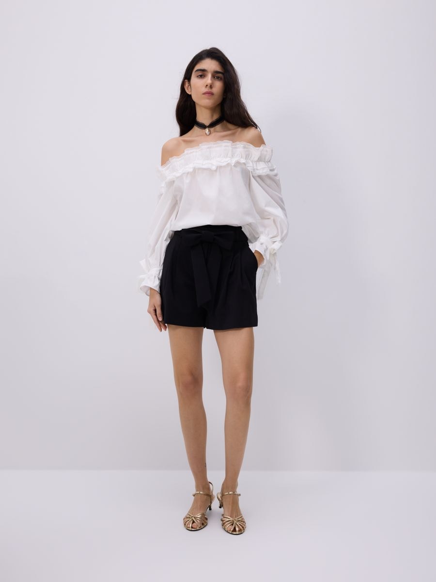 Schulterfreie Bluse - weiß - RESERVED - 3