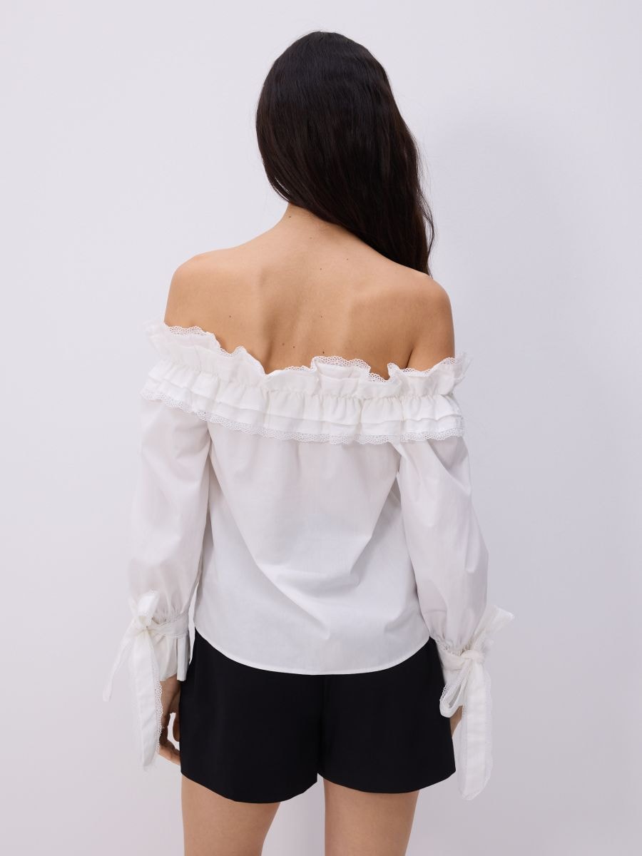 Schulterfreie Bluse - weiß - RESERVED - 5