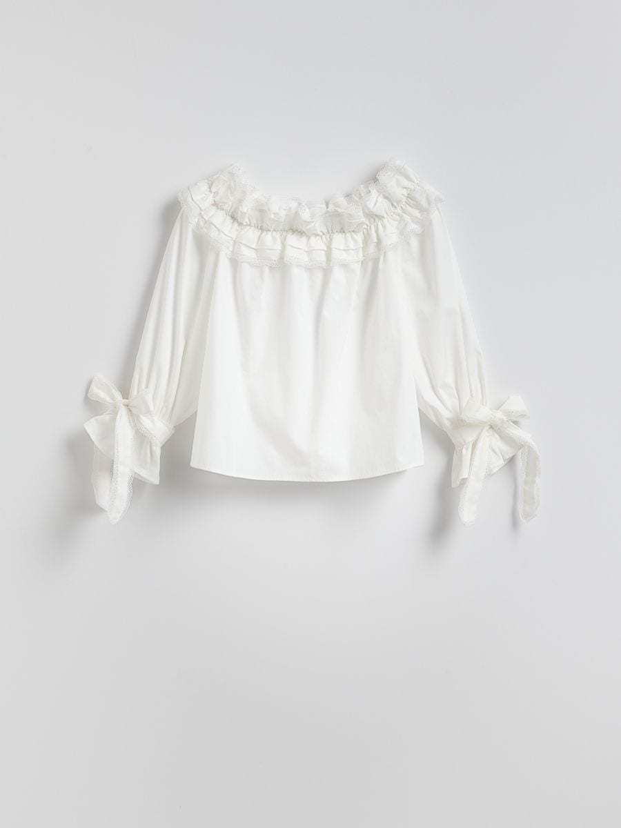 Schulterfreie Bluse - weiß - RESERVED - 6