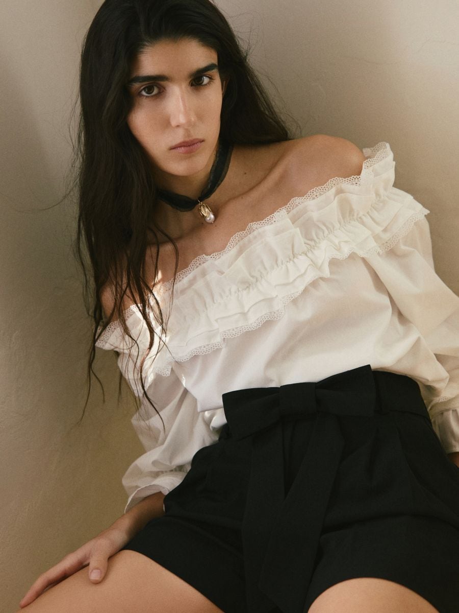 Schulterfreie Bluse - weiß - RESERVED - 7