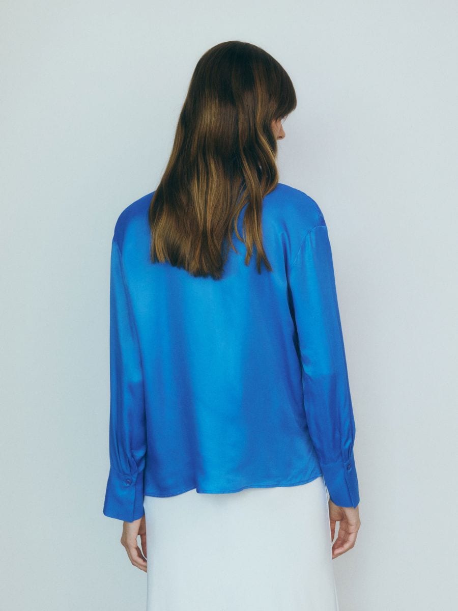 Camicia in raso di viscosa - blu - RESERVED - 4