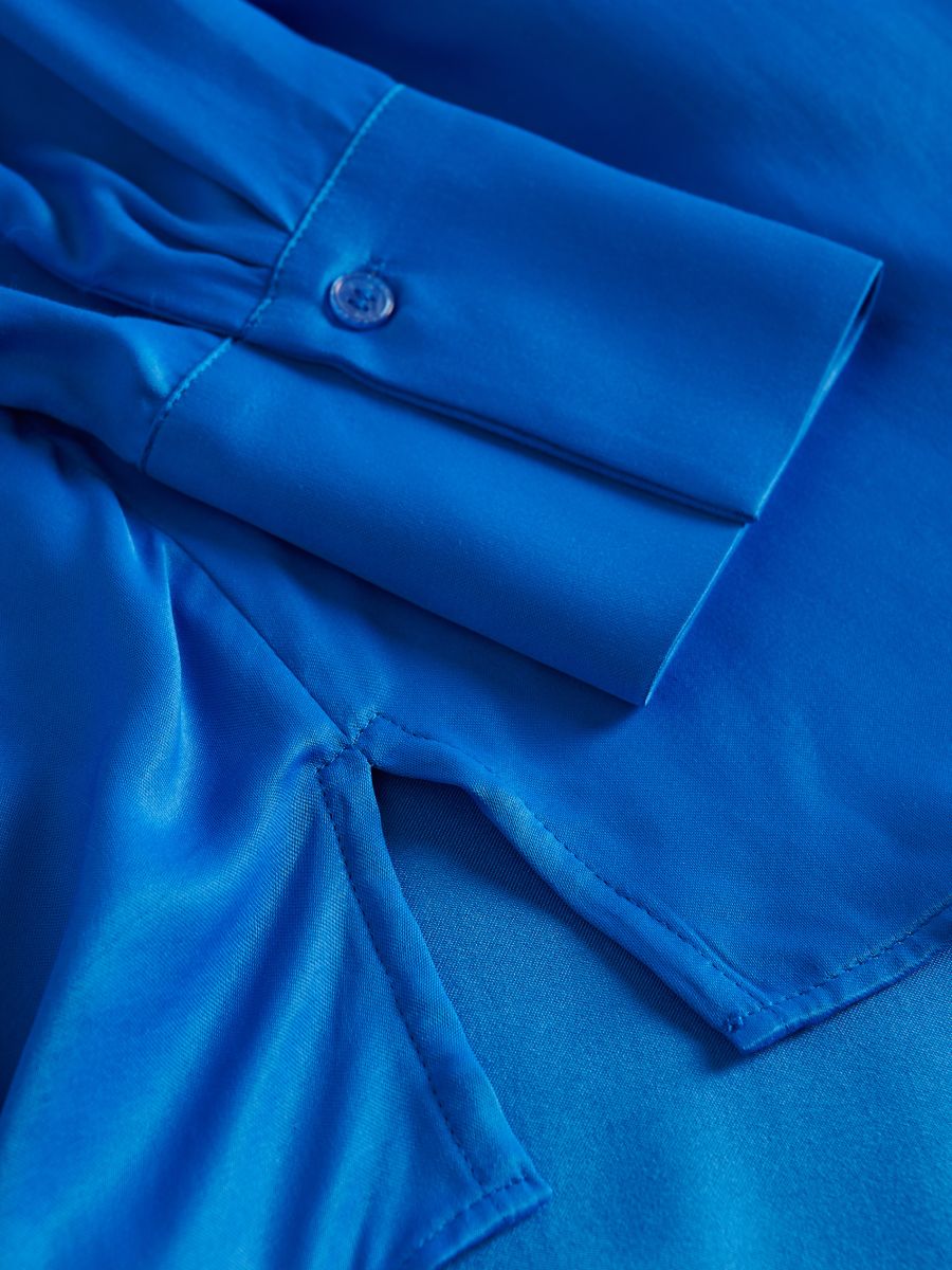 Camicia in raso di viscosa - blu - RESERVED - 6
