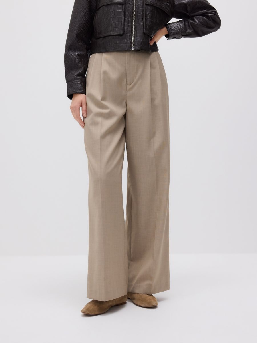 Elegantne pantalone s vunom - bež - RESERVED - 4