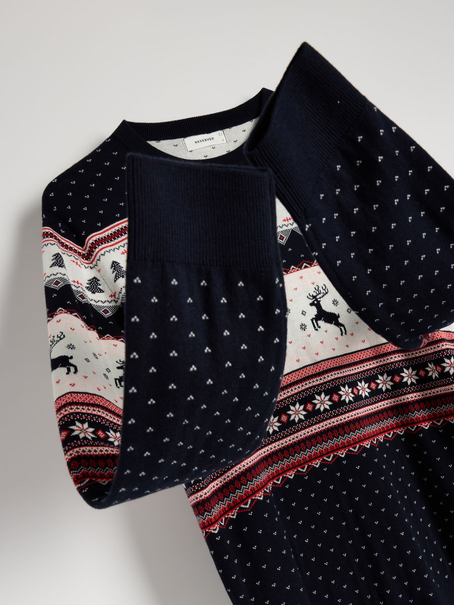 Jumper with Christmas pattern - navy - RESERVED - 5