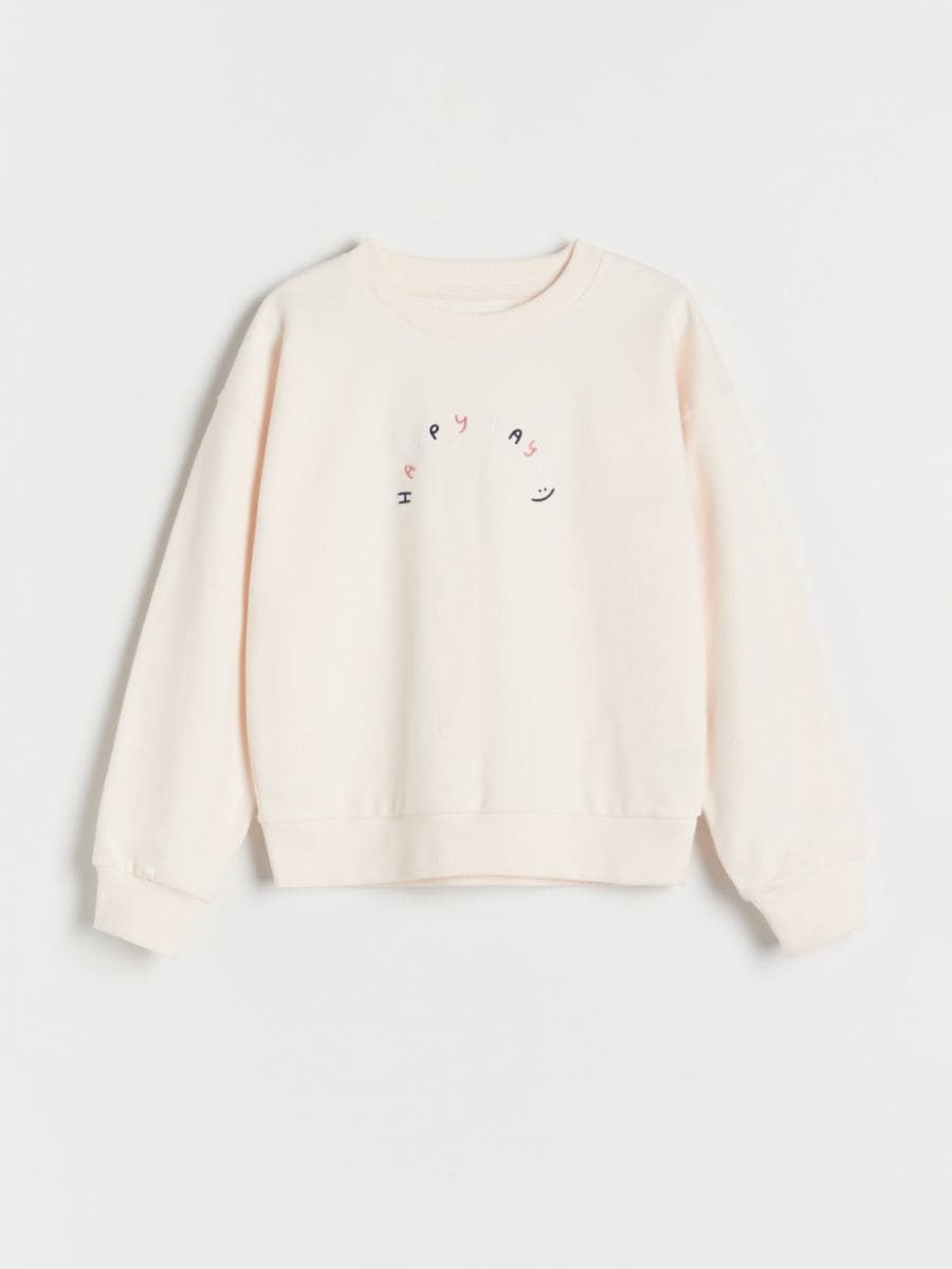 Sweatshirt with slogan - nude - RESERVED - 2