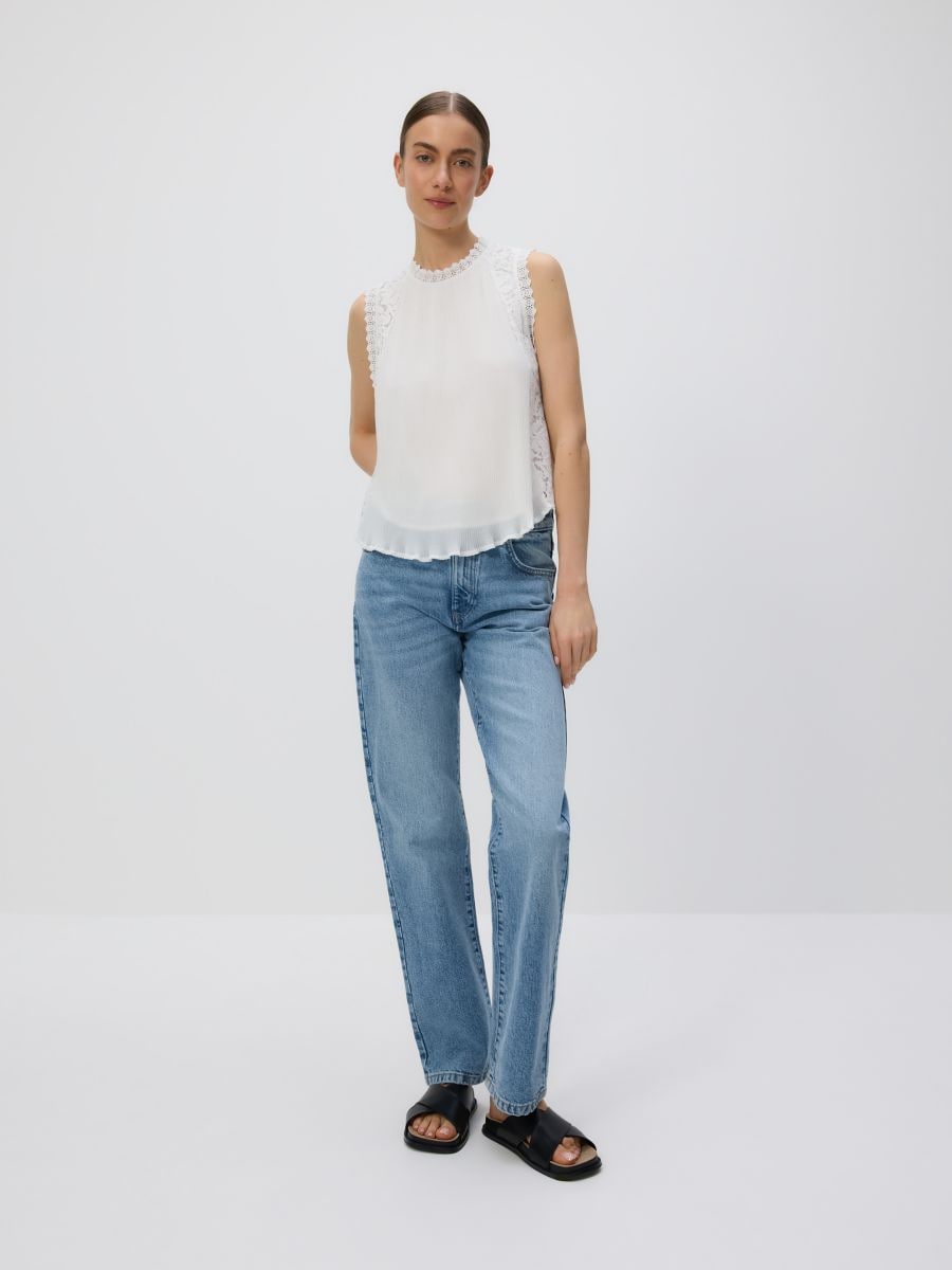 Bluse mit Spitzenborte - weiß - RESERVED - 4