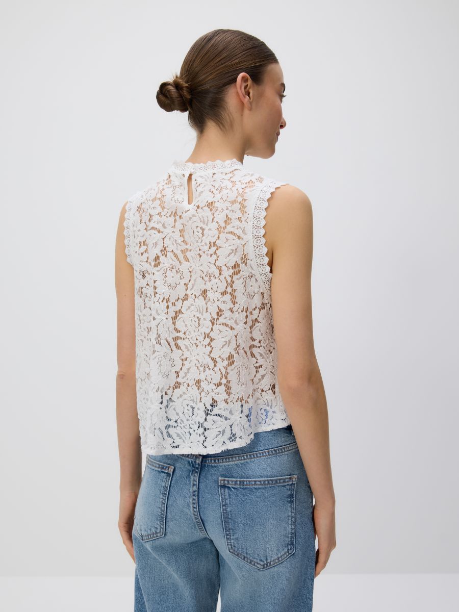 Bluse mit Spitzenborte - weiß - RESERVED - 2