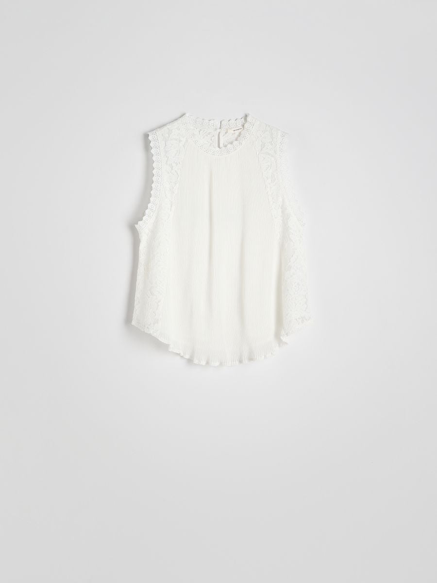 Bluse mit Spitzenborte - weiß - RESERVED - 6