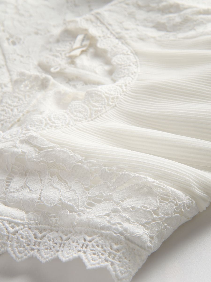 Bluse mit Spitzenborte - weiß - RESERVED - 7
