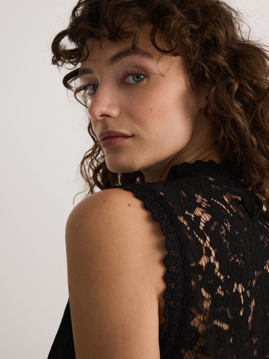 Blouse with crochet lining - black - RESERVED - 3