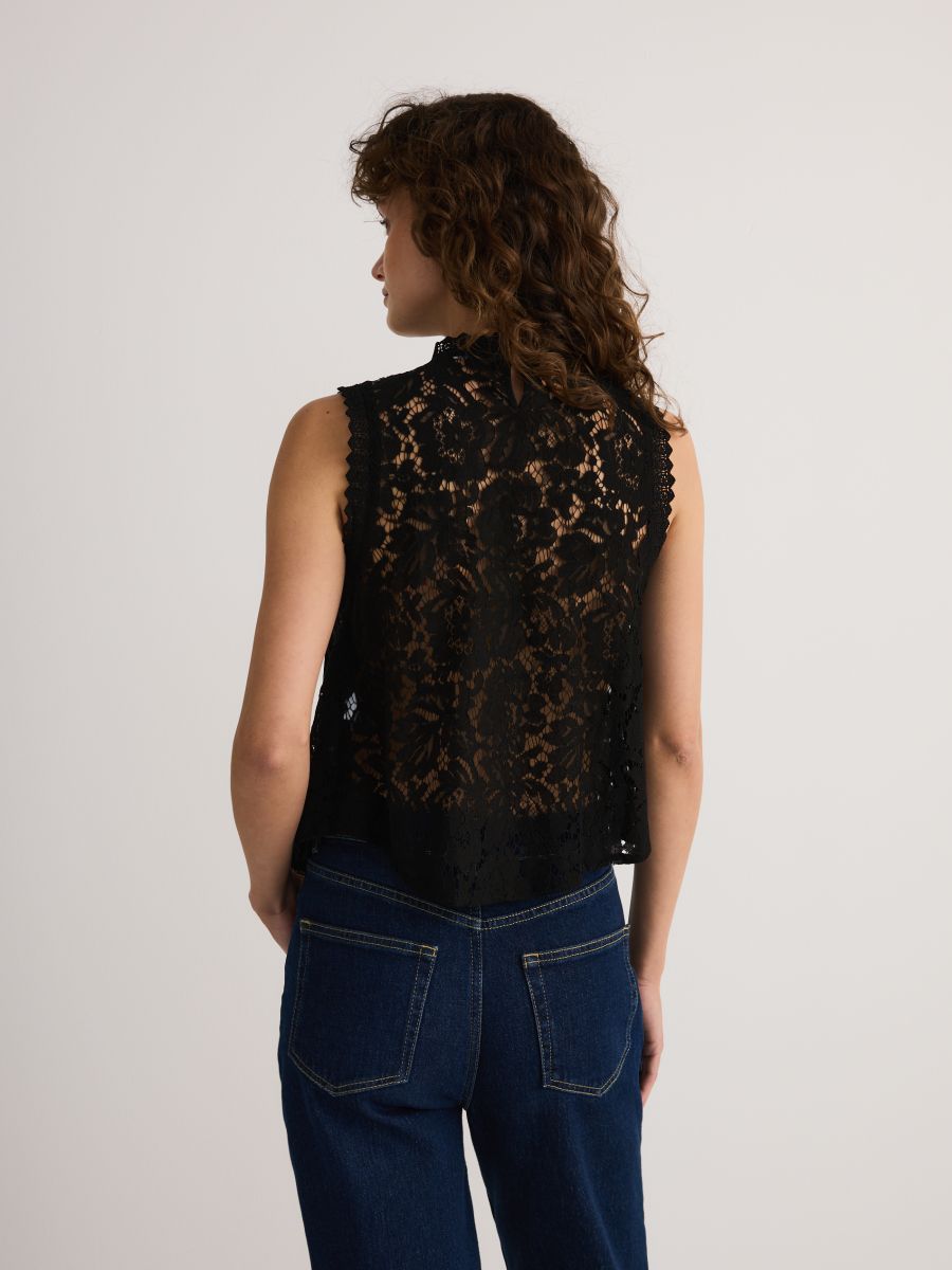 Blouse with crochet lining - black - RESERVED - 4