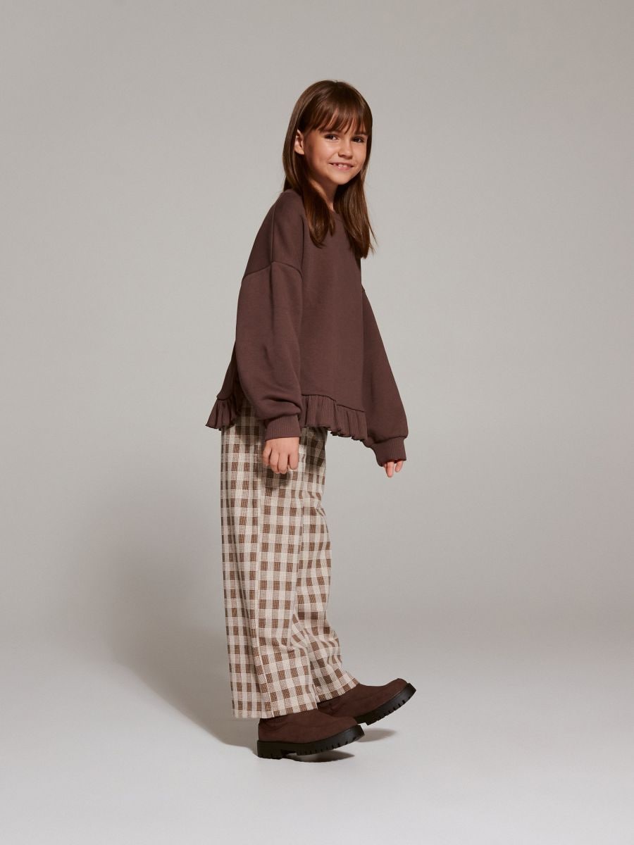 Sweatshirt with bottom flounce - dark brown - RESERVED - 4