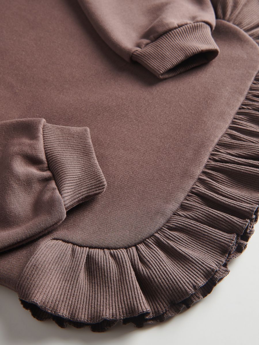 Sweatshirt with bottom flounce - dark brown - RESERVED - 5