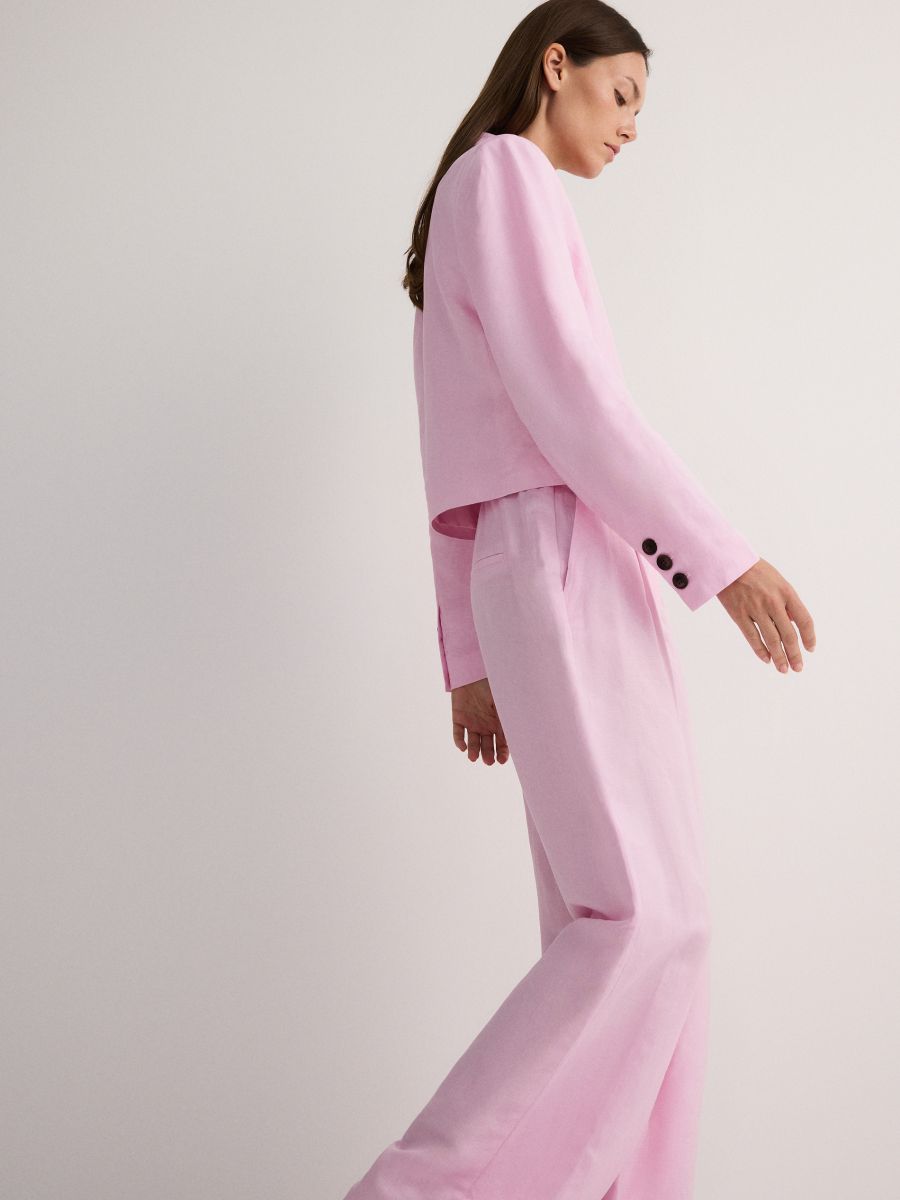 Linen rich trousers with viscose blend - pastel pink - RESERVED - 2