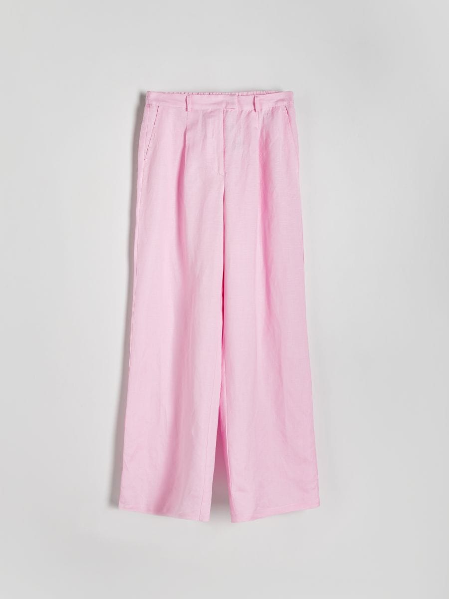 Linen rich trousers with viscose blend - pastel pink - RESERVED - 3